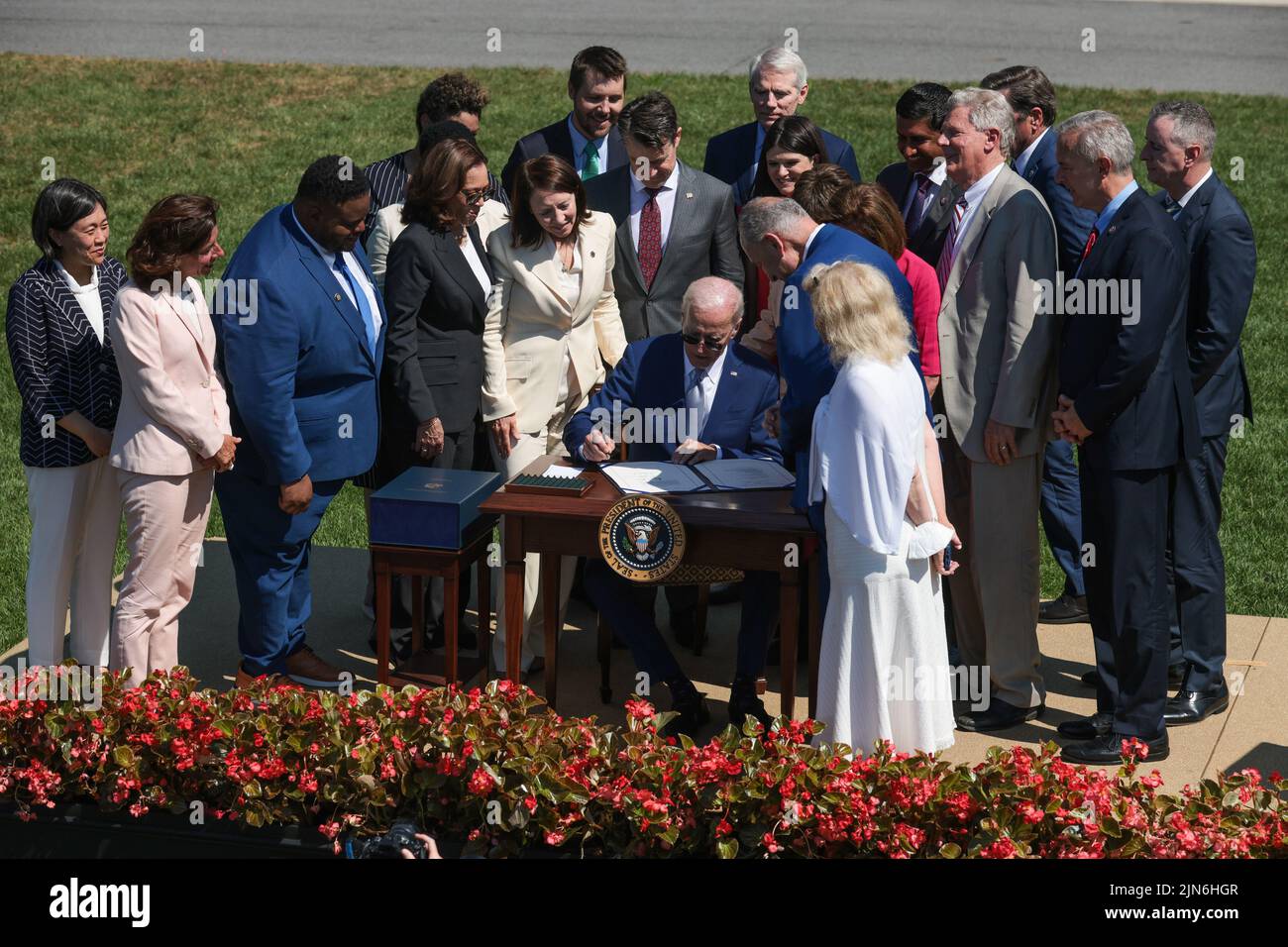 President Joe Biden signs into law H.R. 4346, the CHIPS and Science Act