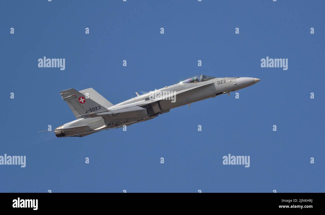 Swiss Air Force McDonnell Douglas F/A-18C Hornet at the Royal International Air Tattoo Stock Photo
