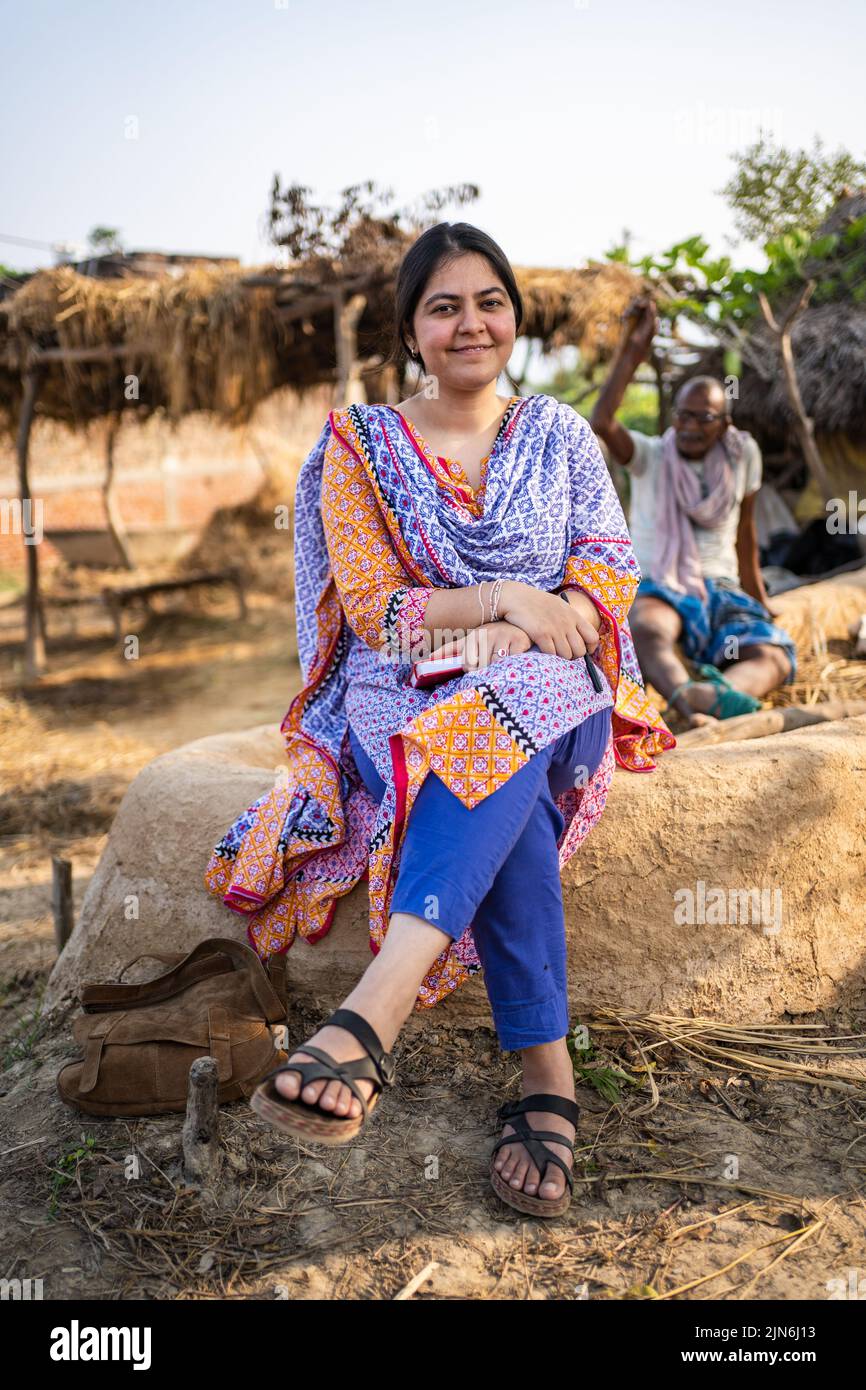 Beautiful Bengali, Indian woman smiling at the camera. Stock Photo