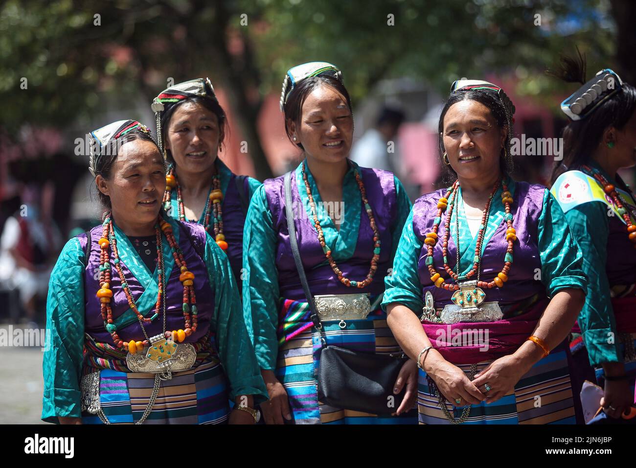 Kathmandu, Bagmati, Nepal. 9th Aug, 2022. Women in traditional attire ...