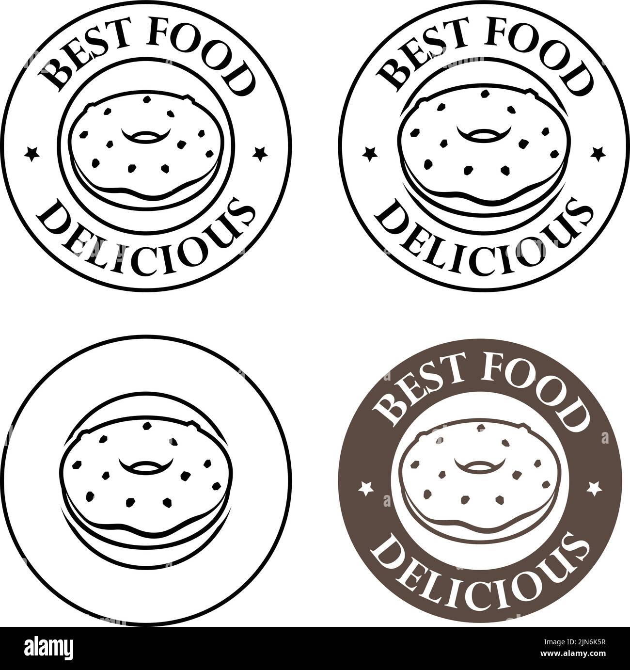 Round Doughnut or Donut Icon with Text isolated on a White Background ...