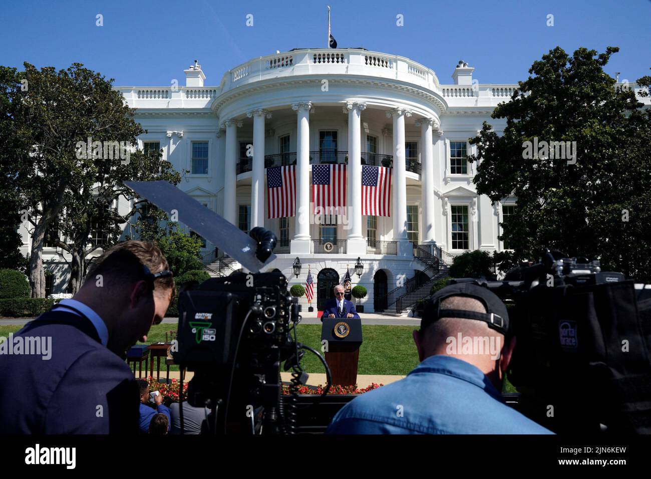 U.S. President Joe Biden delivers remarks and sign into law the CHIPS