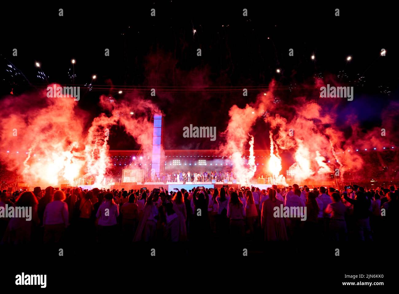 Performers on stage during the Closing Ceremony for the 2022