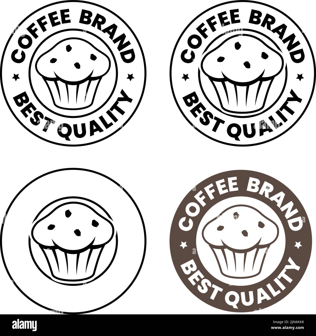 Round Muffin Icon with Text isolated on a White Background Stock Vector