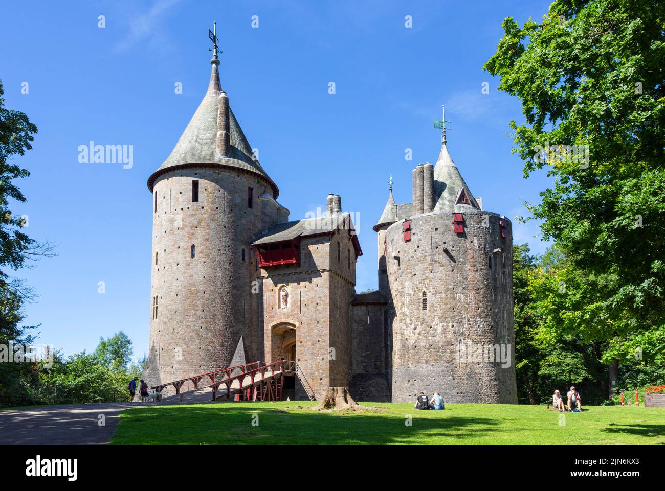 Tourists at Castell Coch Castle Coch or Red Castle Tongwynlais Cardiff South Wales UK GB Europe Stock Photo