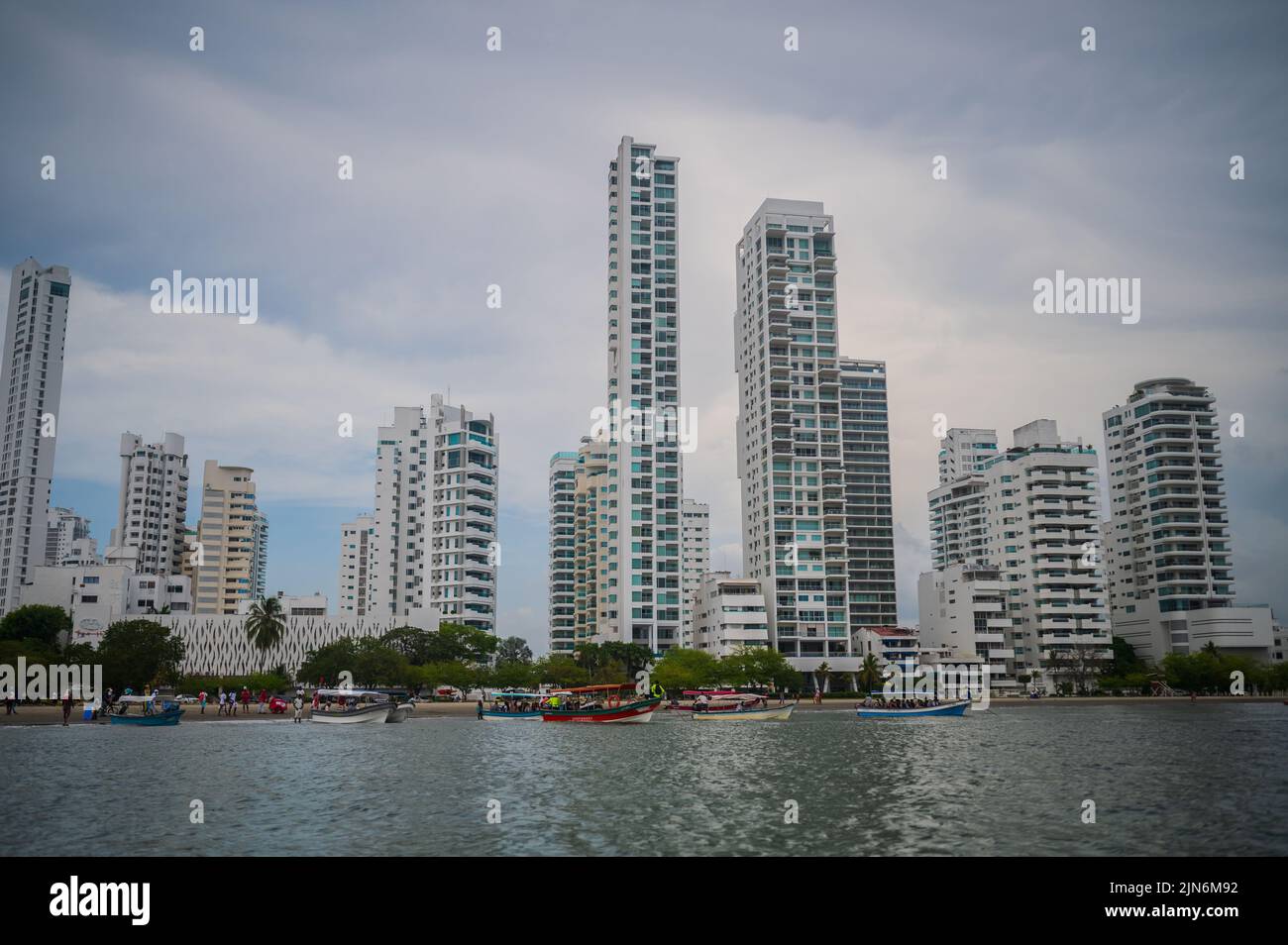 Bocagrande skyscrapers from the sea, Cartagena, Colombia Stock Photo
