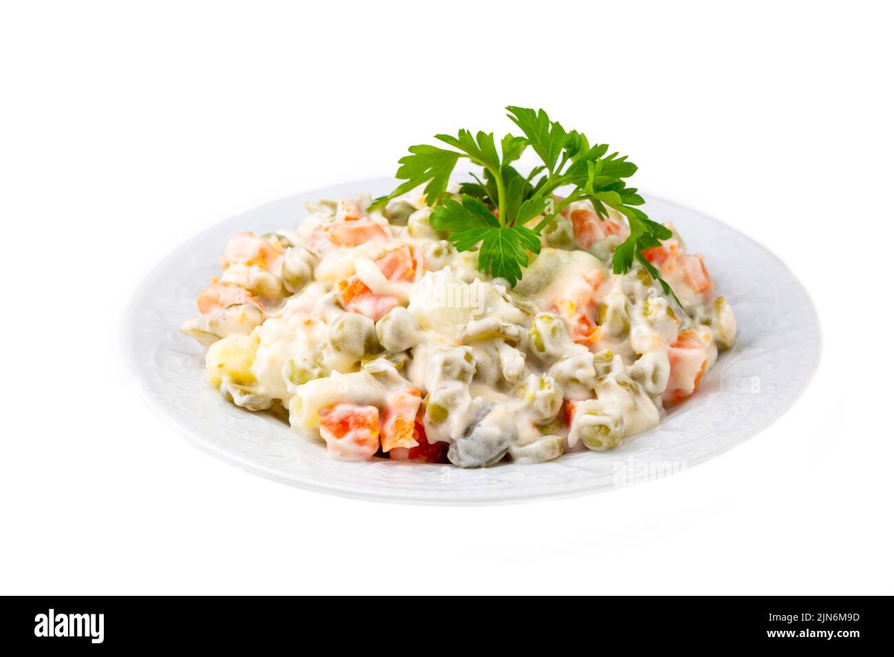 Russian salad Olivier salad with mayonnaise and egg served Turkish name Rus salatasi Stock Photo Alamy
