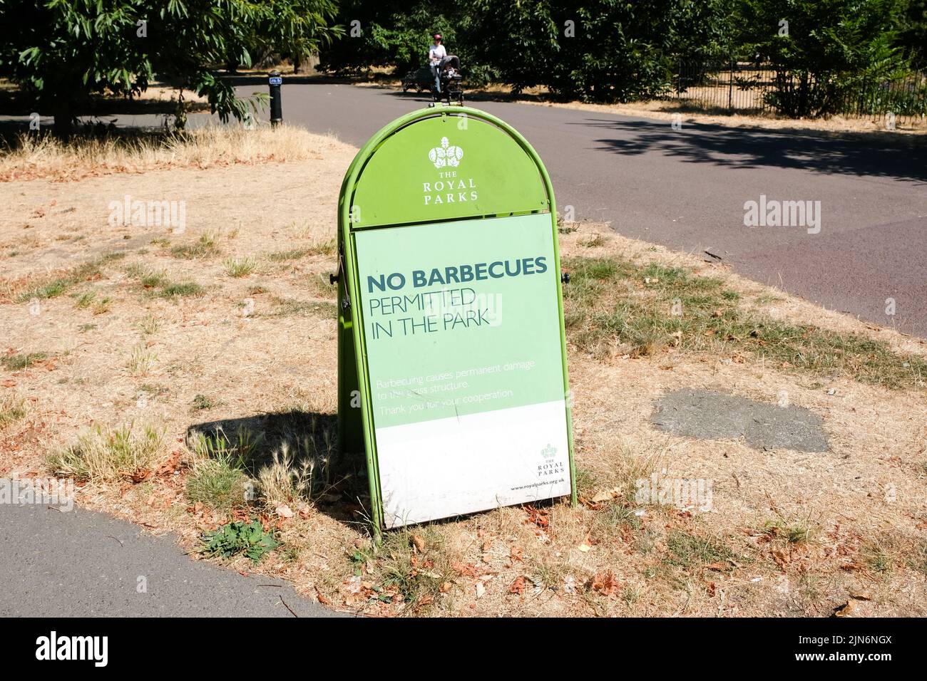 Greenwich Park, London, UK.  9th Aug 2022. UK drought warnings:: parched grass in Greenwich Park. Credit: Matthew Chattle/Alamy Live News Stock Photo