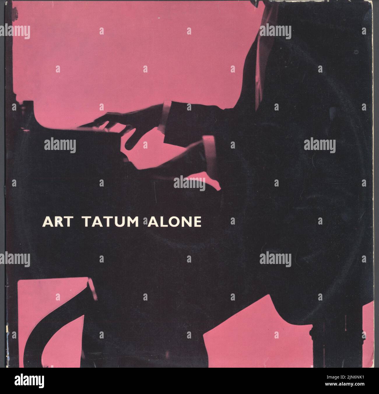 Art Tatum. Alone. LP vinyl World Record Club label. TP 226 scanned off sleeve. Reissue of an earlier album Discoveries, tapes made in 1956. This reissue 1962. Simple clever cover design from a busy budget mail order label. Piano jazz. Stock Photo