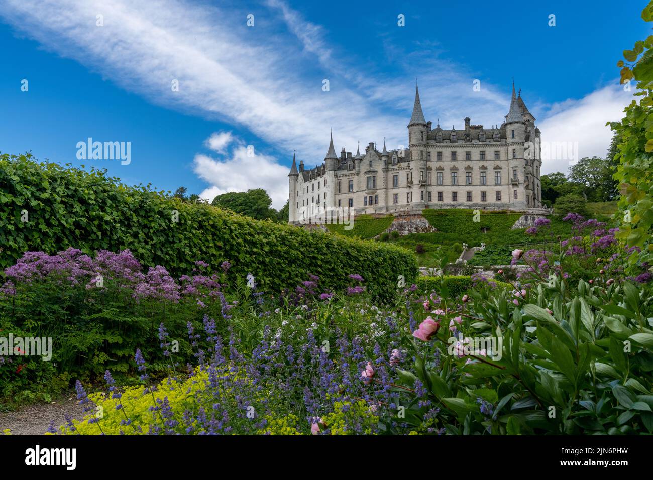 Golspie, United Kingdom - 25 June, 2022: view of Dunrobin Castle and Gardens in the Scottish Highlands Stock Photo