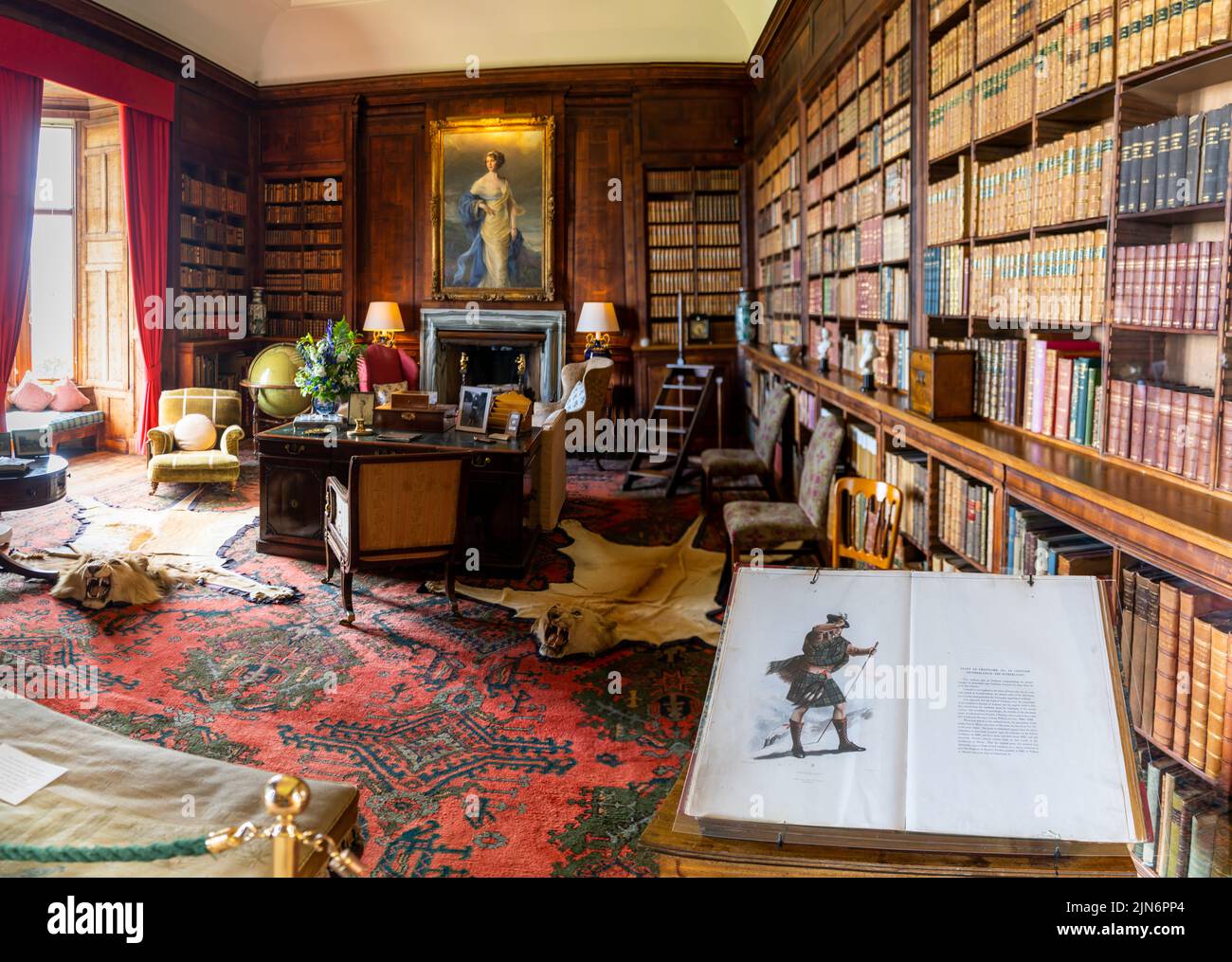 Golspie, United Kingdom - 25 June, 2022: interior view of the library in Dunrobin Castle Stock Photo