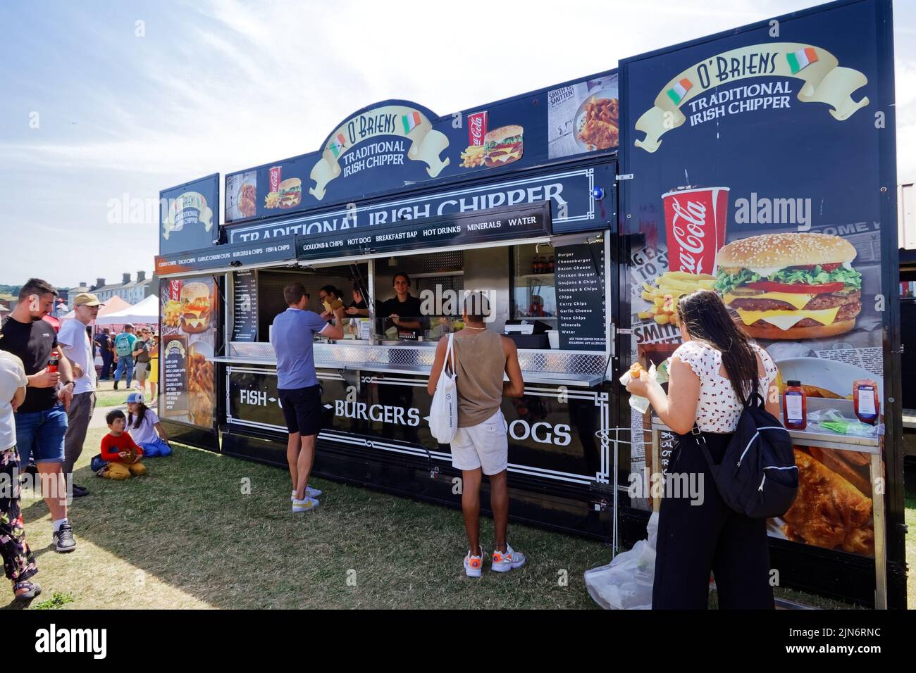 The food stand and waiting customers at the Beach BBQ Festival in Bray