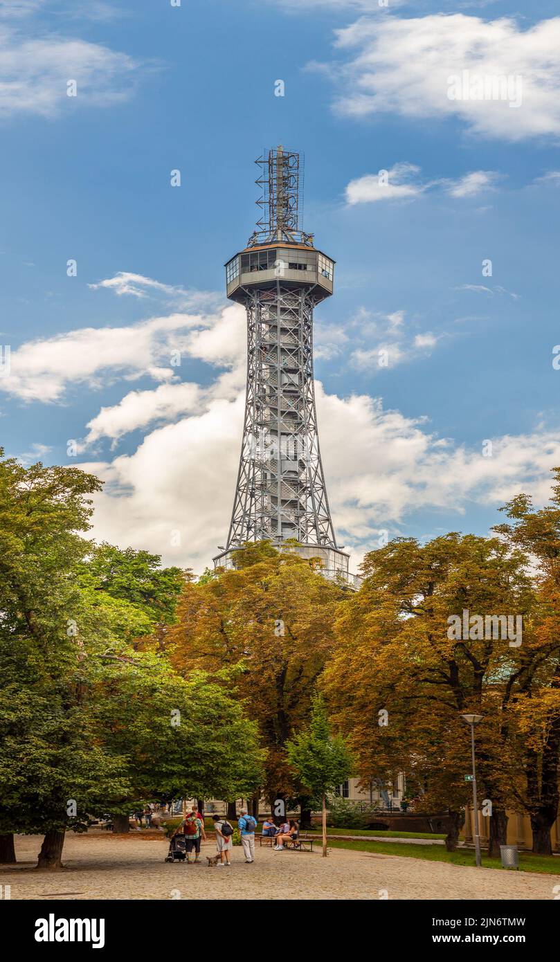 Petrin Lookout Tower in Prague, Czech republic Stock Photo