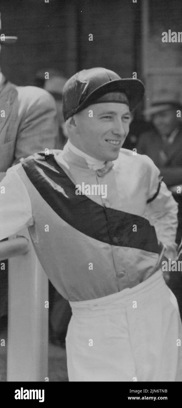 E. Swinton, Jockey. February 01, 1949. Stock Photo