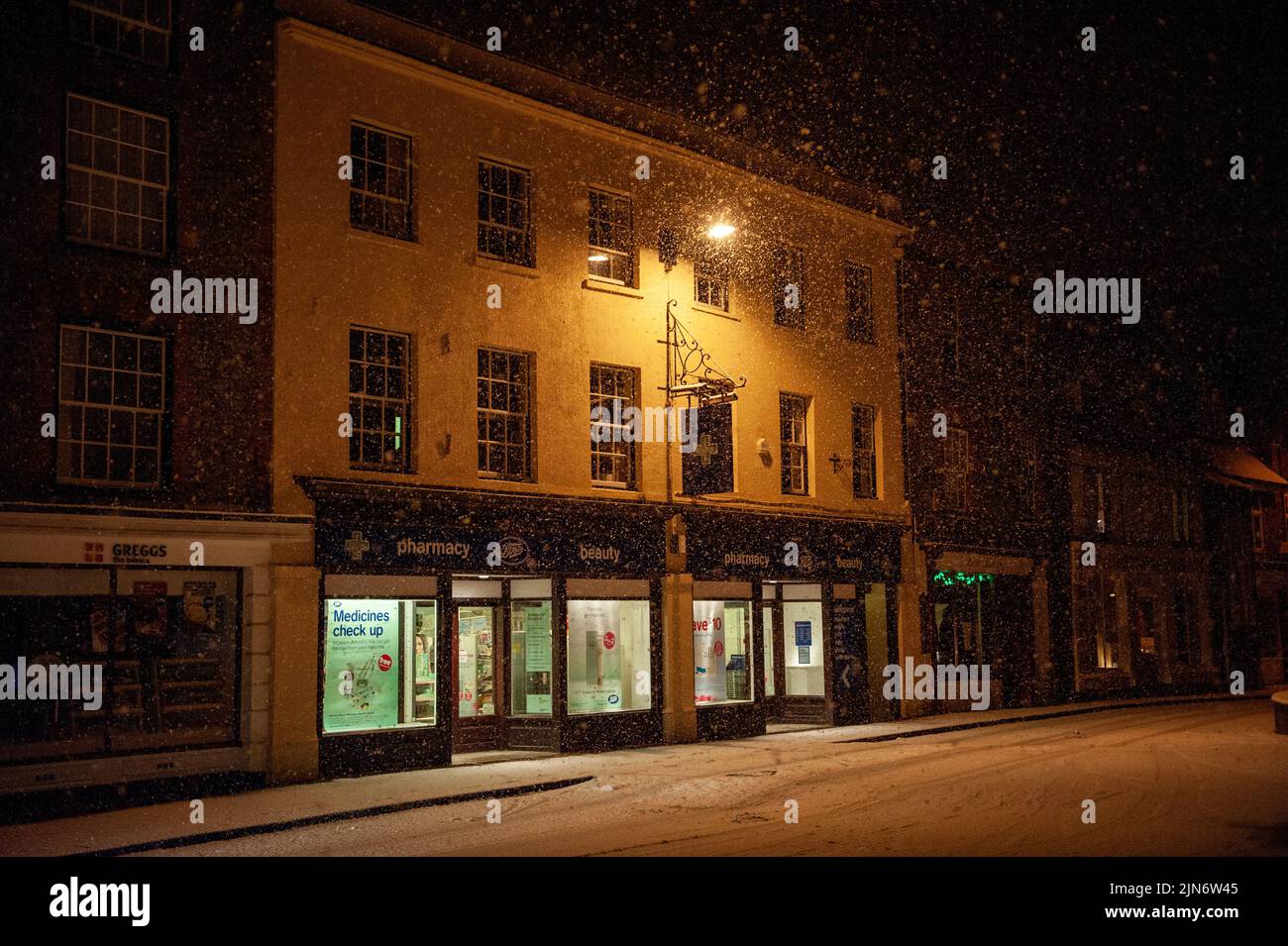 Boots and Greggs, Wallingford 2010 in the evening Stock Photo Alamy