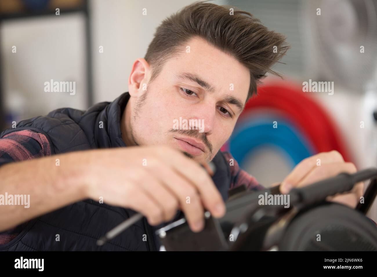 repairman repair radiator vent system Stock Photo Alamy