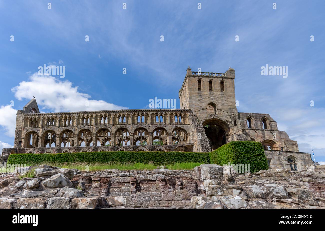Jedburgh, United Kingdom - 18 June, 2022: view of the Augustinian Jedburgh Abbey ruins Stock Photo