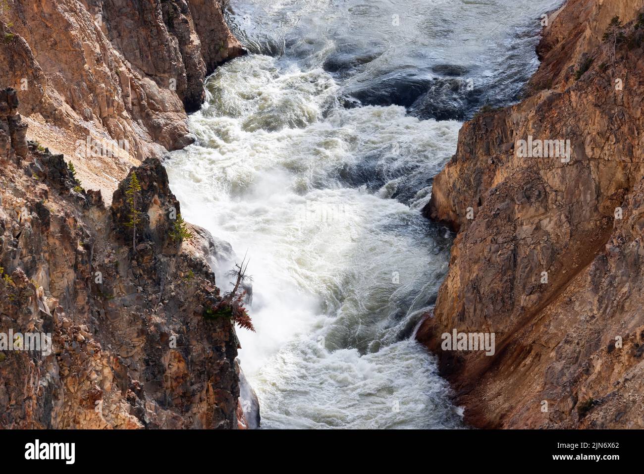 Rocky Canyon and River in American Landscape. Grand Canyon of The Yellowstone Stock Photo
