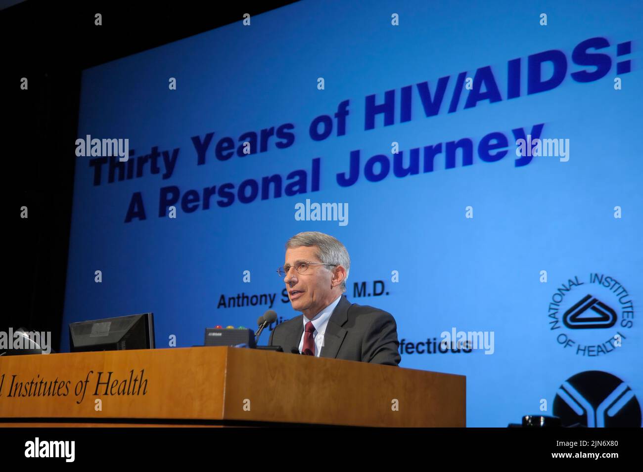 Dr. Anthony S. Fauci Talks About 30 Years of HIV/AIDS On May 31, 2011, NIAID Director Anthony S. Fauci, M.D. delivered a special lecture to commemorate the 30th anniversary of the first reported cases of what is now known as AIDS. Titled, “30 Years of HIV/AIDS: A Personal Journey,” the lecture took place in Masur Auditorium on the NIH campus in Bethesda, Maryland. During his talk, Dr. Fauci, who has been closely involved in the fight against HIV/AIDS since it began, described his personal experiences as a physician, leading HIV/AIDS researcher, and scientific administrator. Credit: NIAID Stock Photo