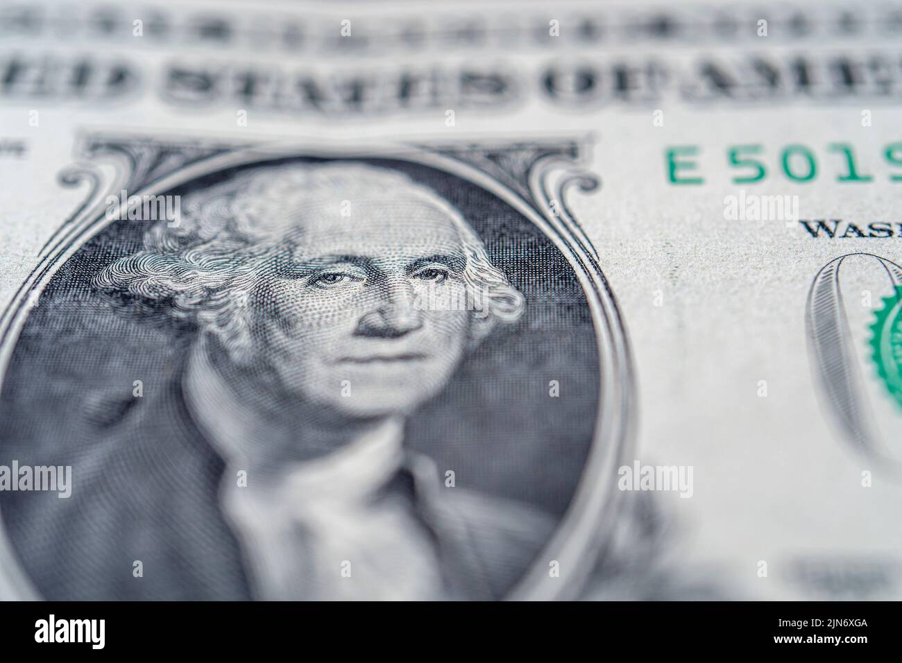 Portrait of American President George Washington on a one dollar bill ...