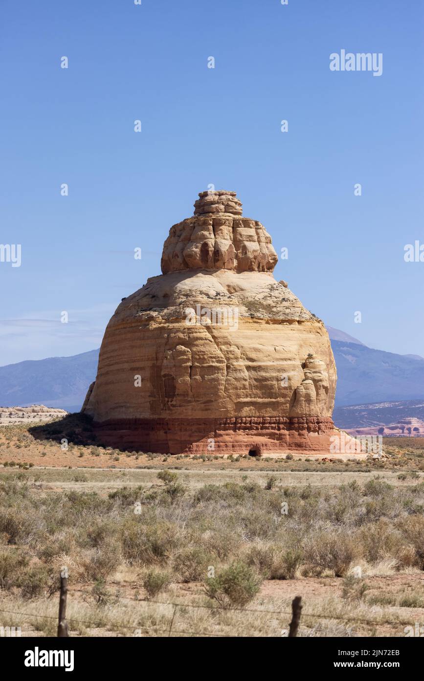 Landscape view of Church Rock in the desert. Stock Photo
