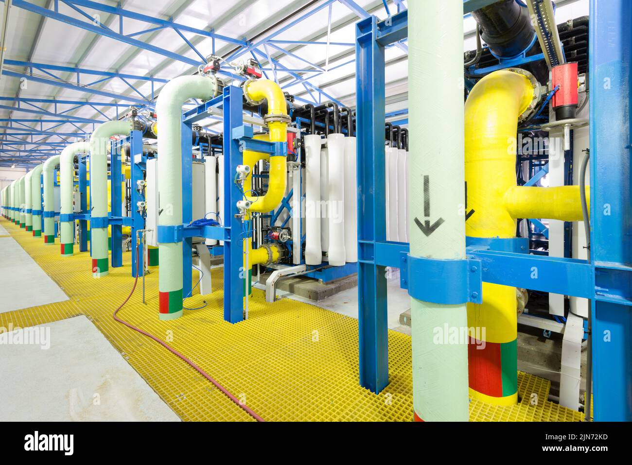 The reverse osmosis equipment in a desalination plant. Stock Photo