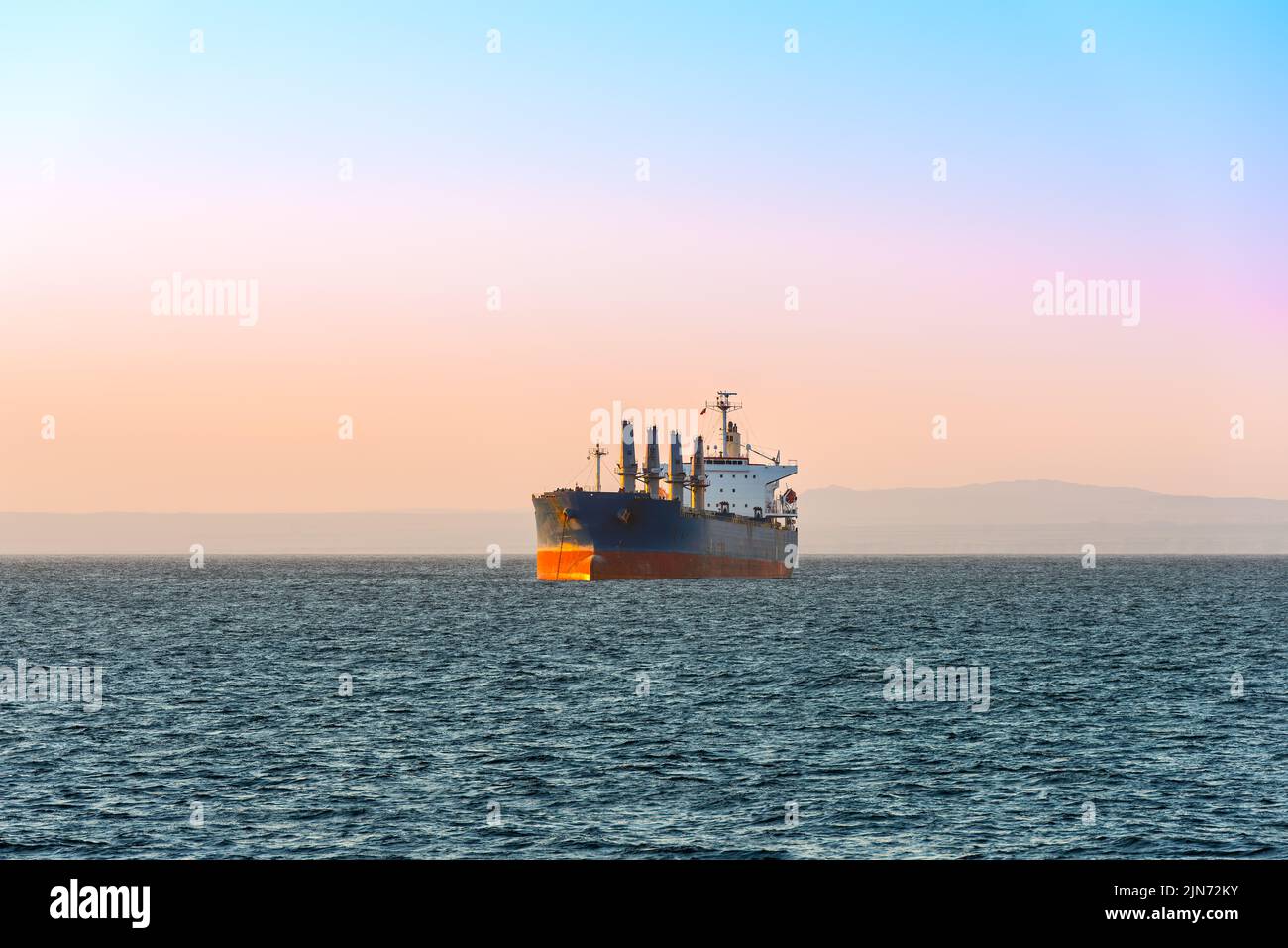 Cargo ship at port of Antofagasta, Chile Stock Photo
