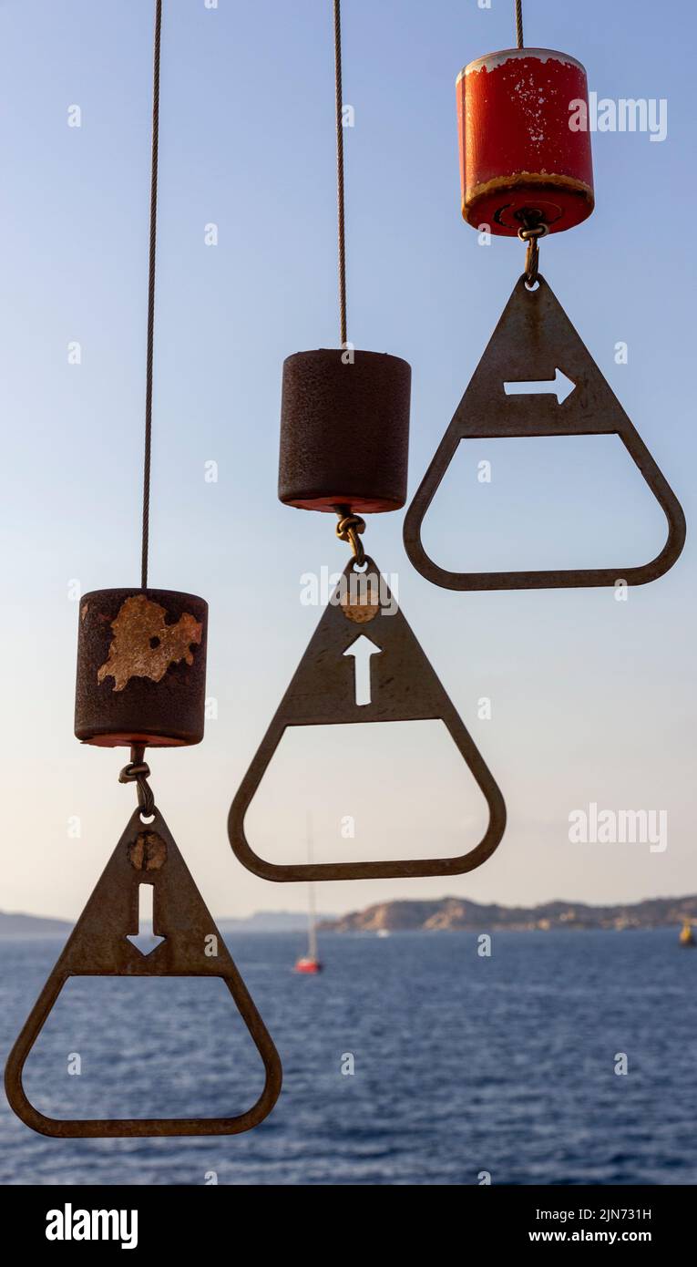 lifeboat pulleys Sardinia ferry Stock Photo