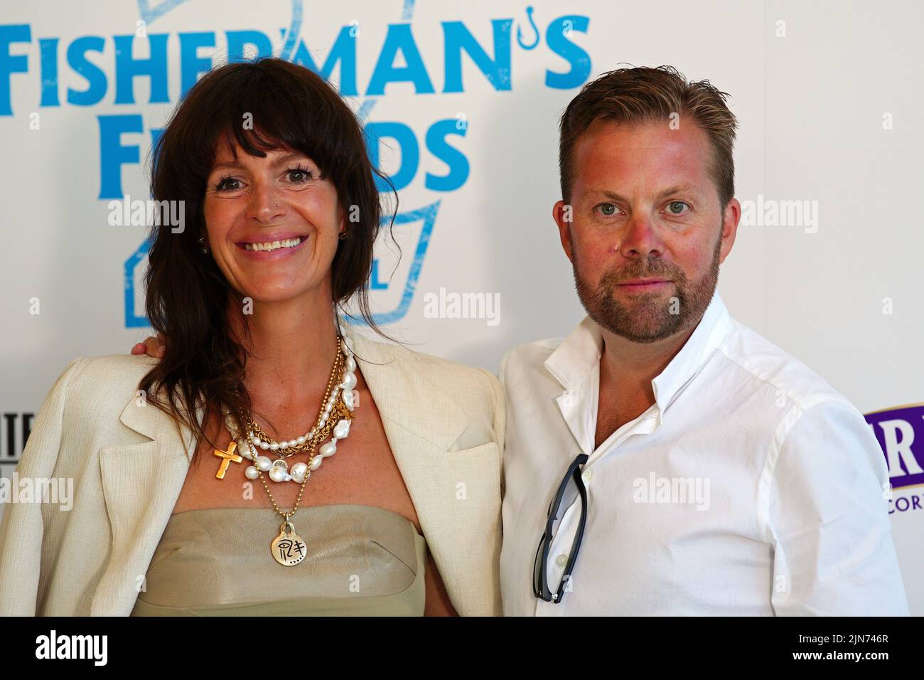 Nick Moorcroft and partner Meg Leonard attending the UK premiere of Fishermen's Friends: One and All, at the Lighthouse Cinema, Newquay, Cornwall. Picture date: Tuesday August 9, 2022. Stock Photo