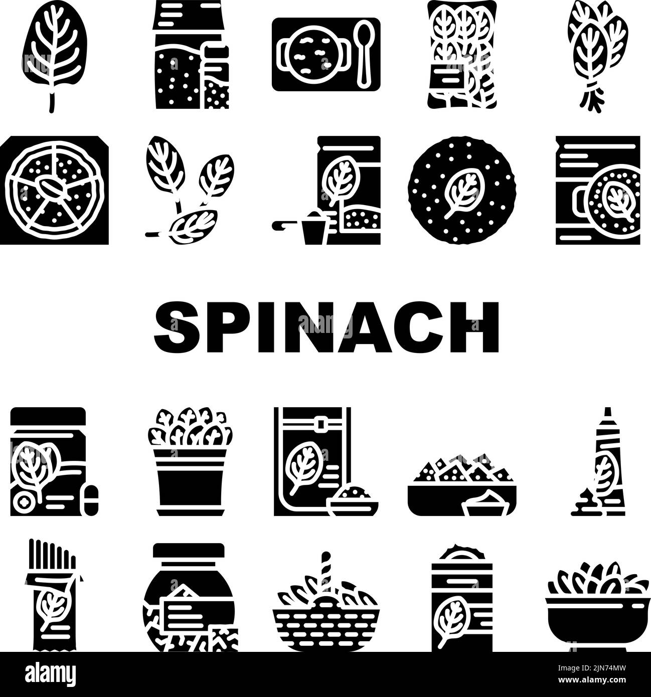 spinach leaf salad green food icons set vector Stock Vector Image & Art ...