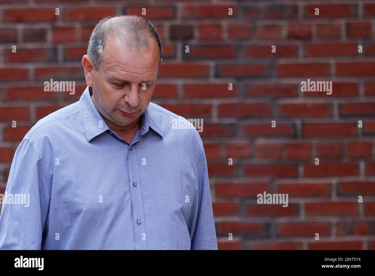Igor Dvorskiy, a former college entrance exam administrator, arrives at the federal courthouse for a hearing for his role in the vast U.S. college admissions fraud scheme called 'Varsity Blues,' in Boston, Massachusetts, U.S., August 9, 2022.   REUTERS/Brian Snyder Stock Photo