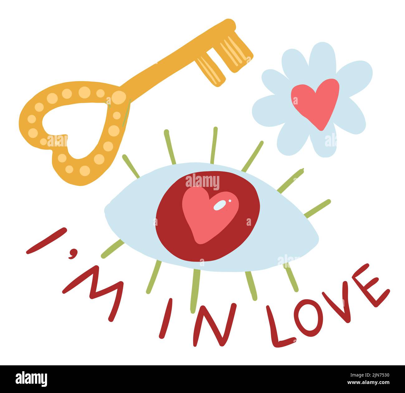 Love symbols. Eye with heart. Romantic golden key Stock Vector Image ...