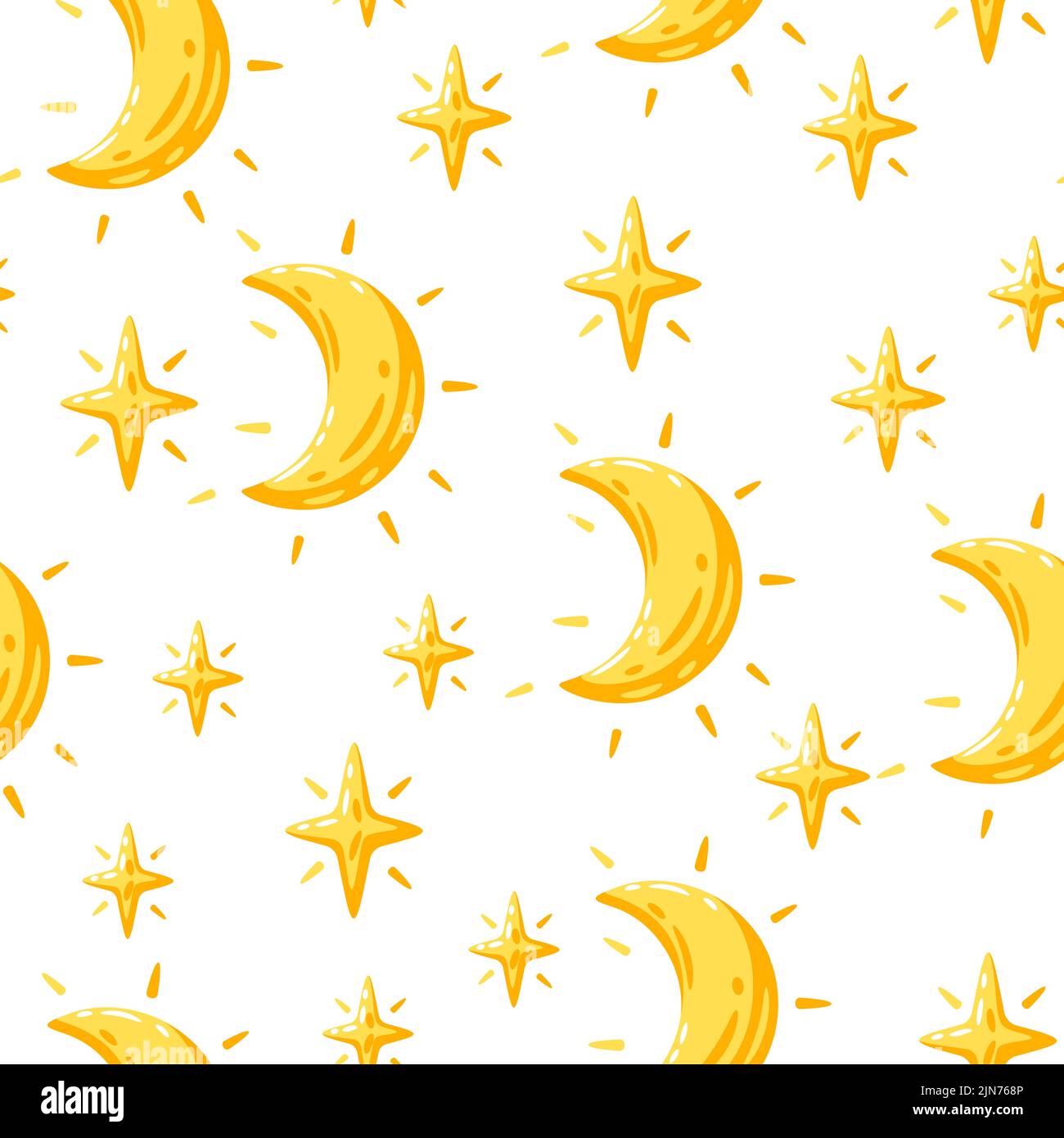Seamless pattern with moon and stars. Cartoon image of night Stock ...