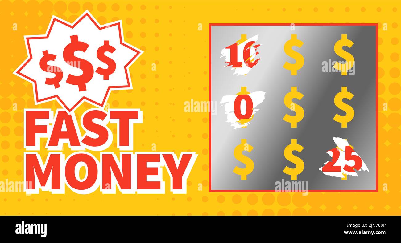Fast money chance game. Lottery ticket template Stock Vector Image