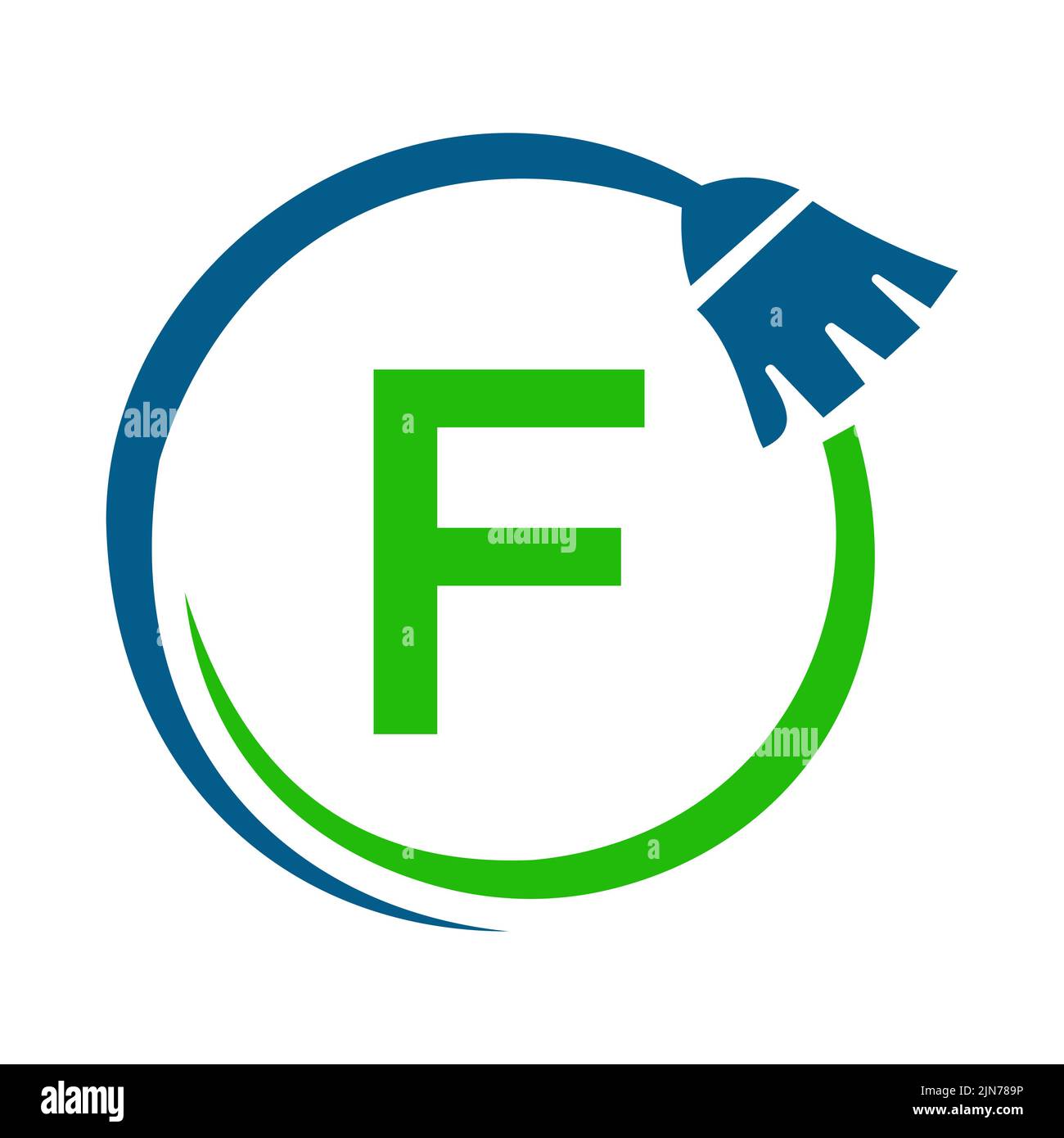 Maid House Cleaning Logo On Letter F Concept. Maid Logo, Cleaning Brush ...