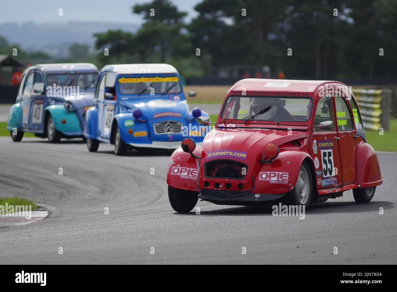 Croft, England, 6 August 2022. Steve Walford driving a Citroen 2CV for