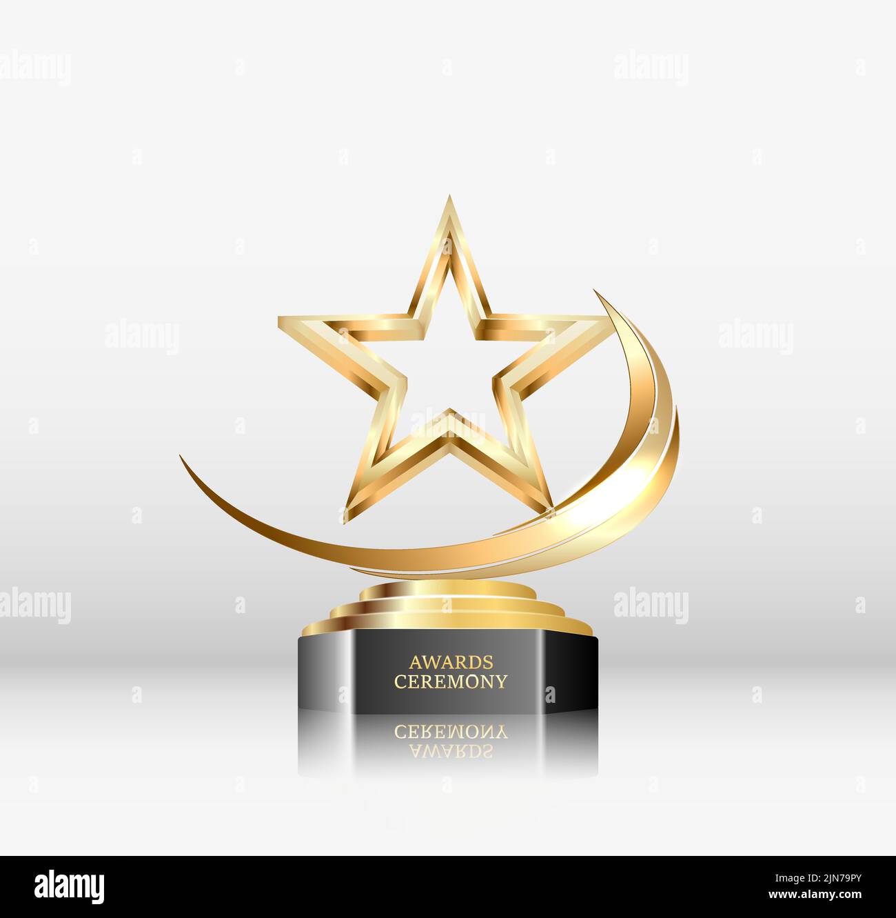 Award ceremony cup with 3d gold star element and glitter light effect ...
