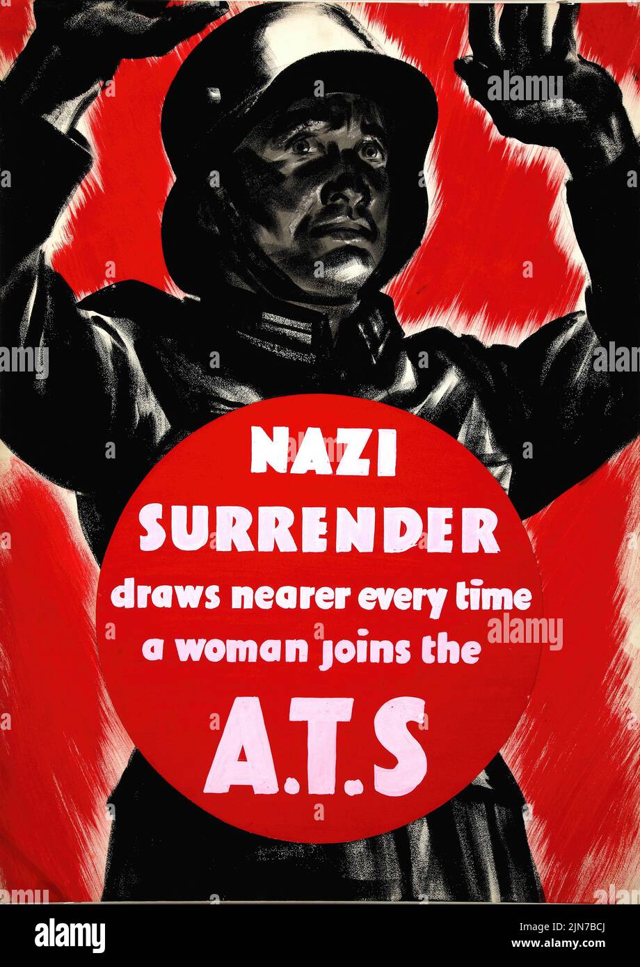 Nazi surrender draws nearer every time a woman joins the A. T. S. (1939 - 1946) British World War II era poster Stock Photo