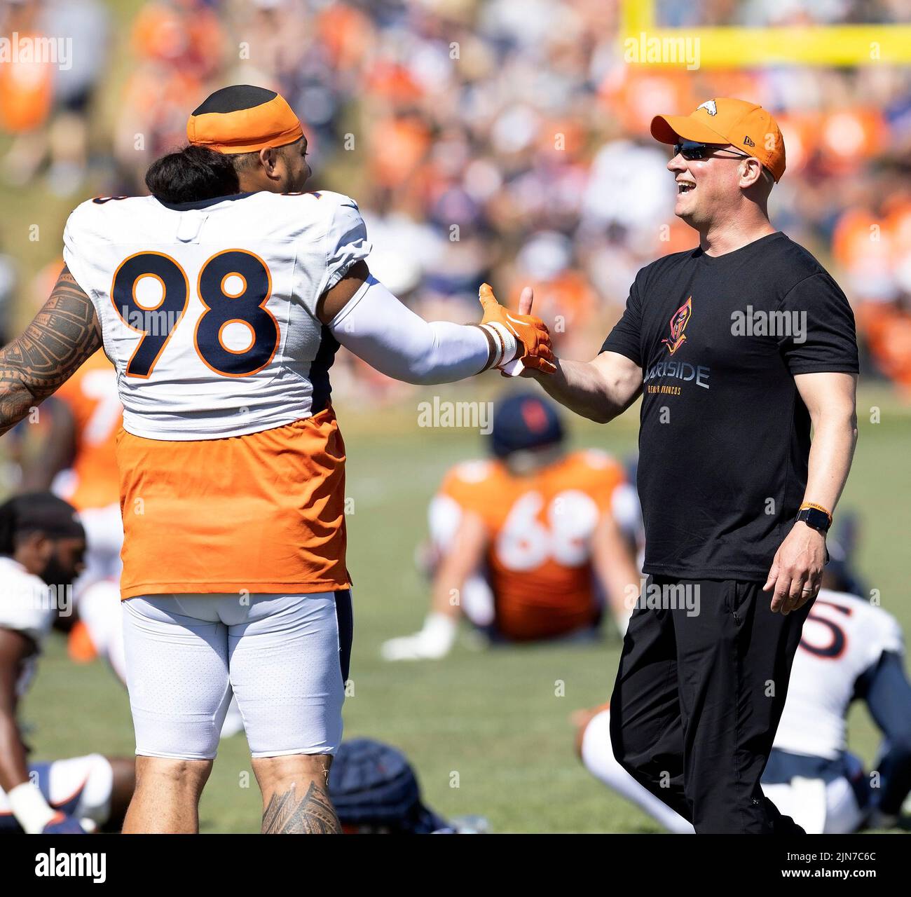 Englewood, Colorado, USA. 6th Aug, 2022. Denver Broncos Coach during Training Camp practice Saturday afternoon. (Credit Image: © Hector Acevedo/ZUMA Press Wire) Stock Photo