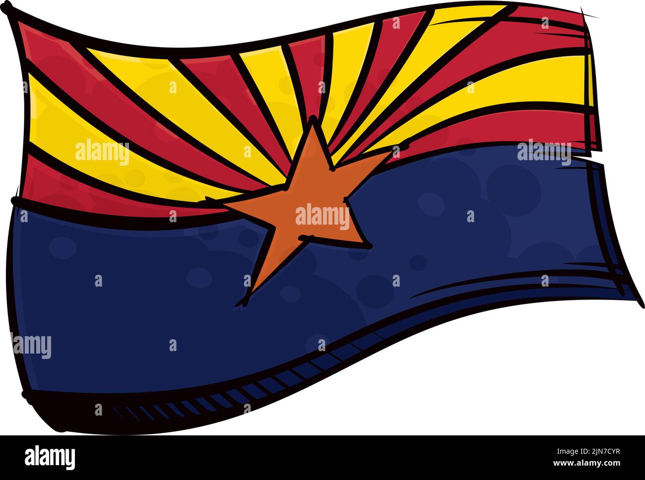 Painted Arizona flag waving in wind Stock Vector