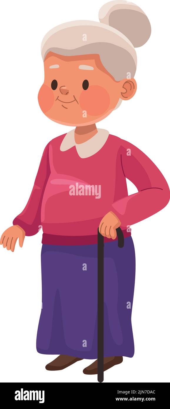 old woman with cane Stock Vector Image & Art - Alamy