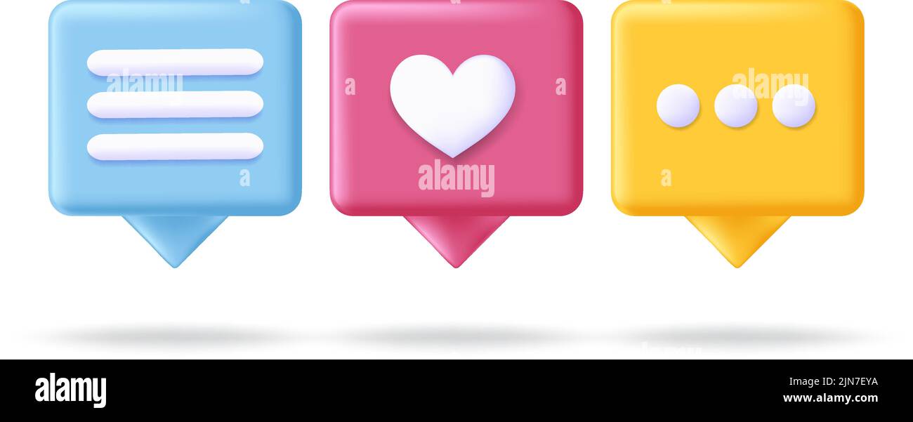 Speech bubble 3d icon message concept. Realistic speech bubble with dots for chat. Vector illustration message box Stock Vector