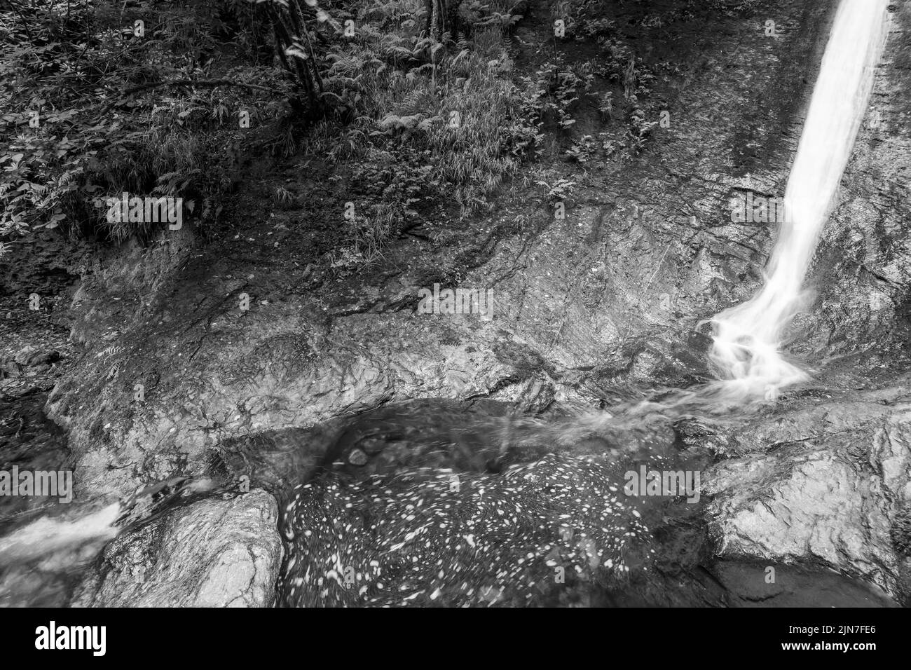 Long exposure of the White Lady waterfall on the river Lyd at Lyford