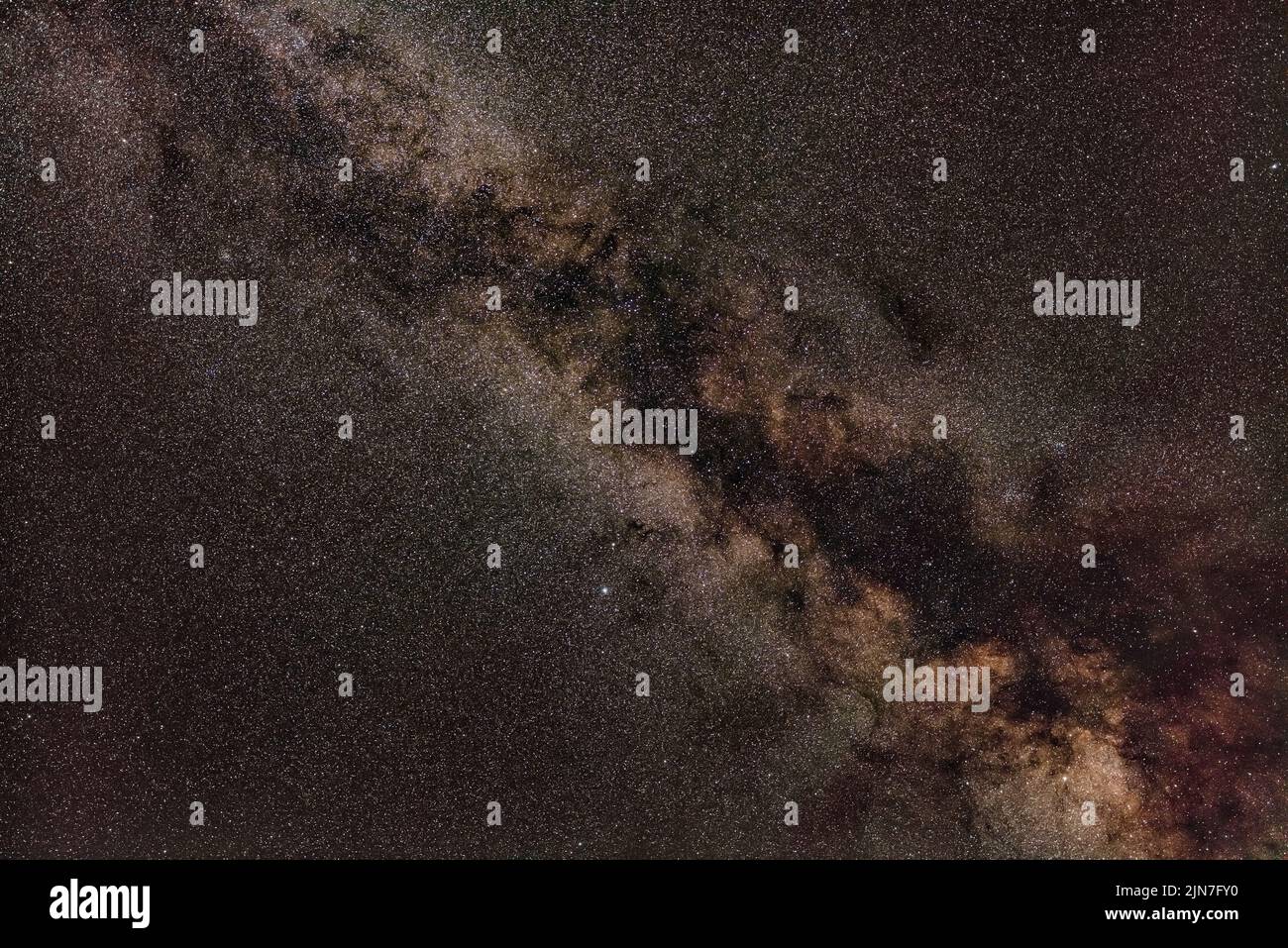 Night sky, many stars with milky way around Aquila and Sagitta