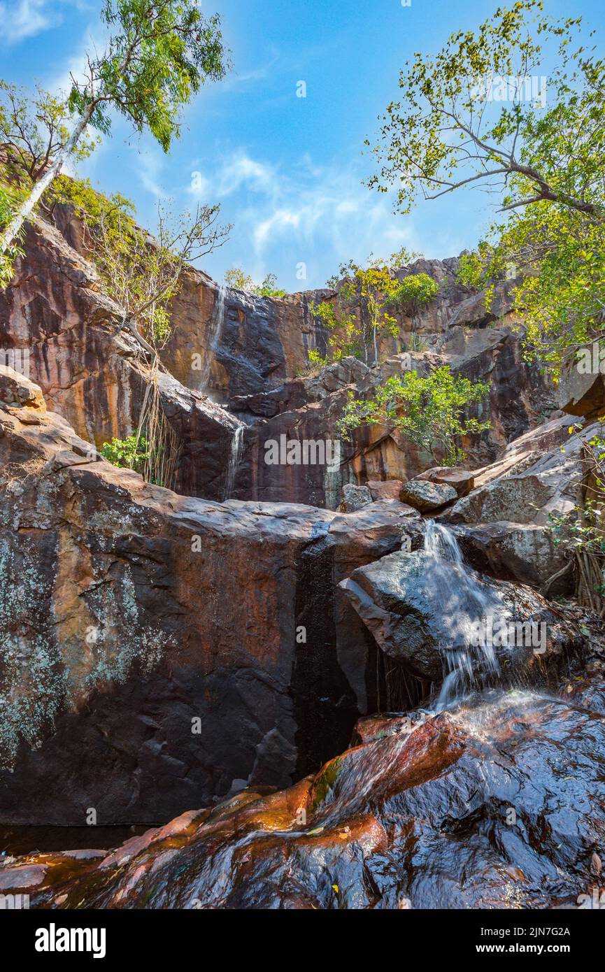 Vertical view of Robin Falls, a scenic tourist attraction in Northern Territory, NT, Australia Stock Photo