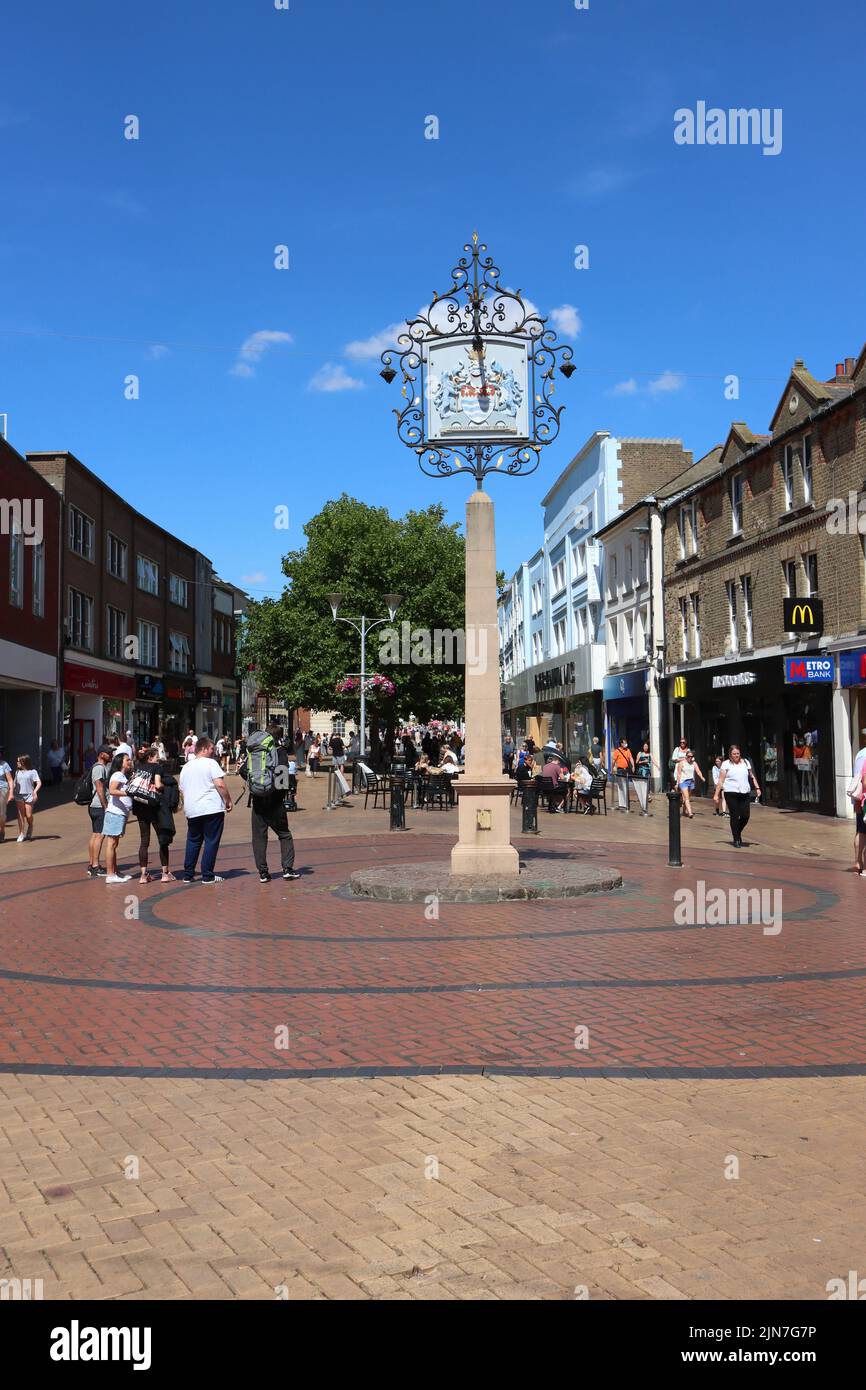 Morning shoppers in the High Street, Chelmsford, Essex, UK Stock Photo