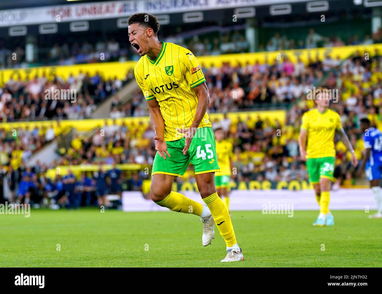 Norwich City's Jonathan Tomkinson rues a missed chance during the Carabao Cup, first round match at Carrow Road, Norwich. Picture date: Tuesday August 9, 2022. Stock Photo