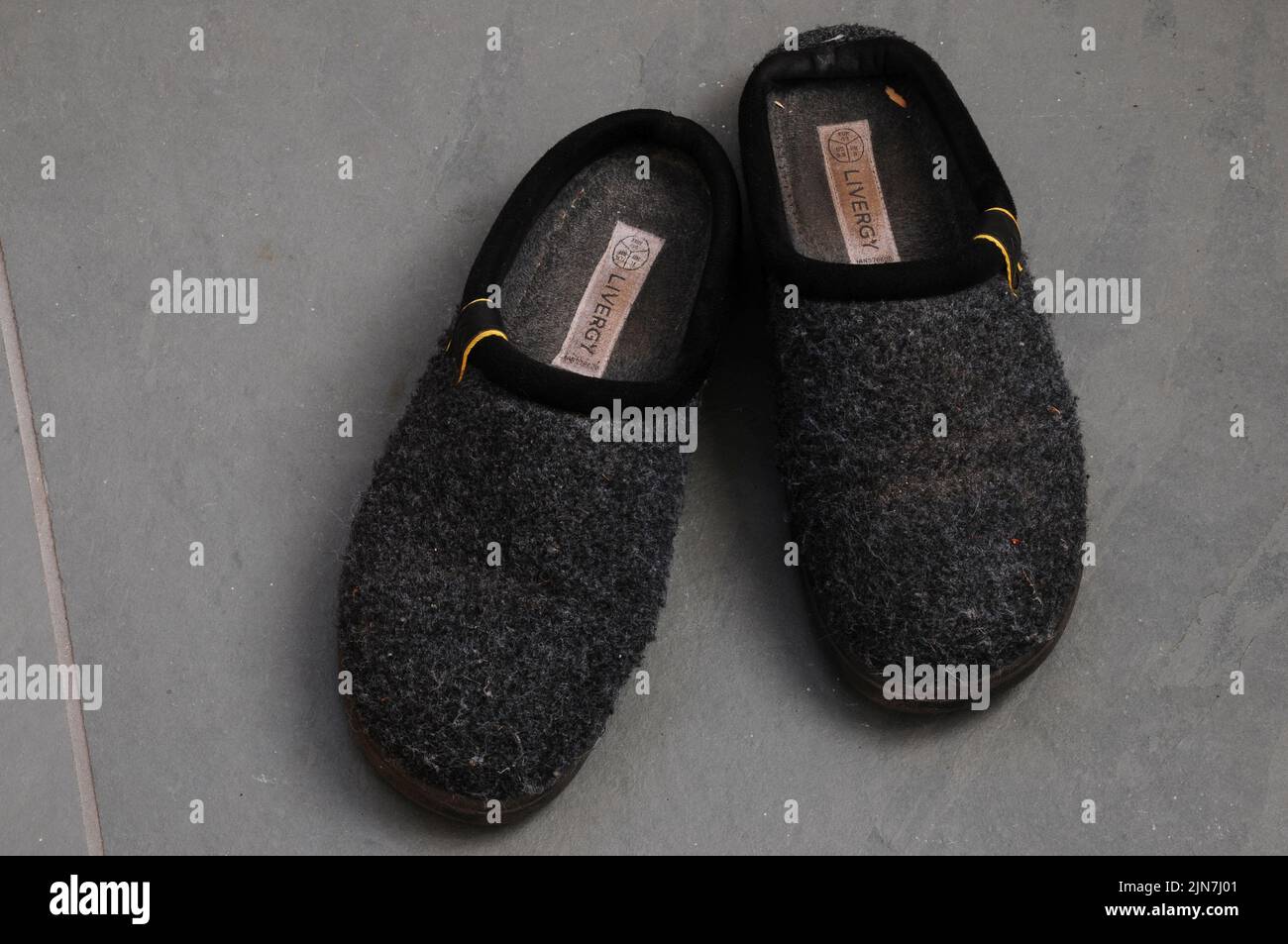 Pair of men's cosy carpet slippers Stock Photo