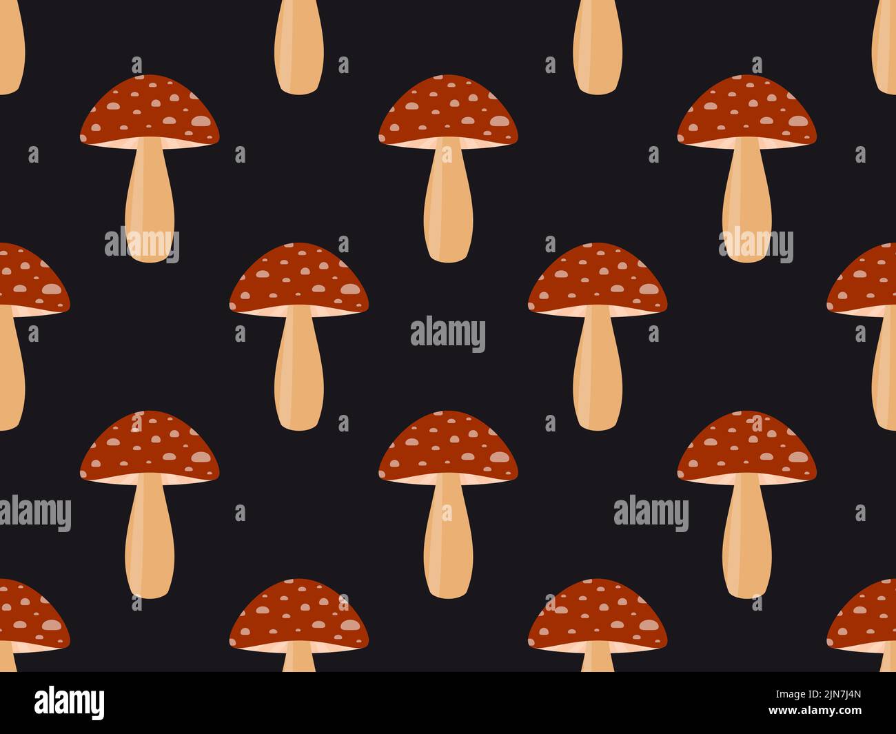 Amanita muscaria red seamless pattern. Mushrooms with red caps fly agaric. Design for posters, banners and promotional items. Vector illustration Stock Vector