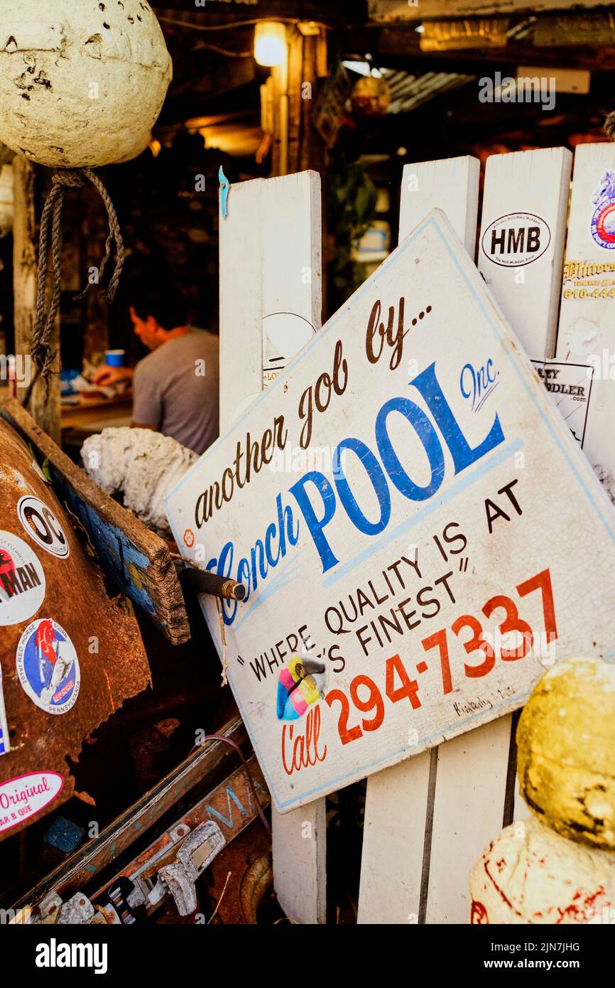 Conch Pool business sign in Key West, Florida, FL, USA Stock Photo